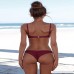 GONKOMA Women's Padded Push-up Two Piece Bikini Set Bandeau Swimsuit Swimwear Bathing Suit Wine Red B078Y7G5WL